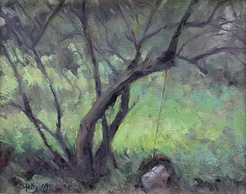 Painting Oil_Honeysuckle and Rock_10x8